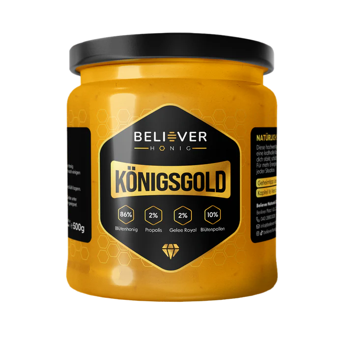 Believer Königsgold 500g: Rohe Honigmischung mit Propolis und Gelee Royal – Natürlicher Boost für dein Wohlbefinden, jetzt bestellen