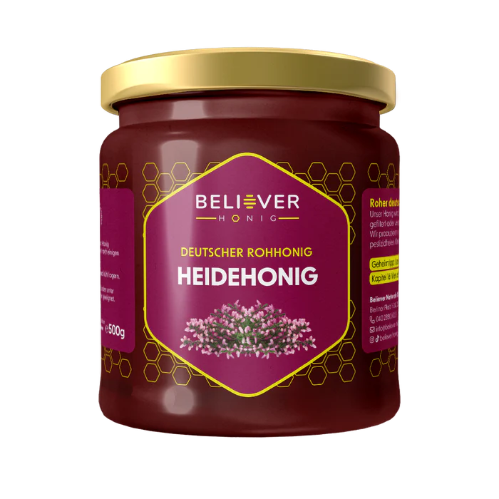 Believer Roher Heidehonig – intensiv-aromatischer Heidehonig aus Norddeutschland, dunkle Farbe & kräftiger Geschmack